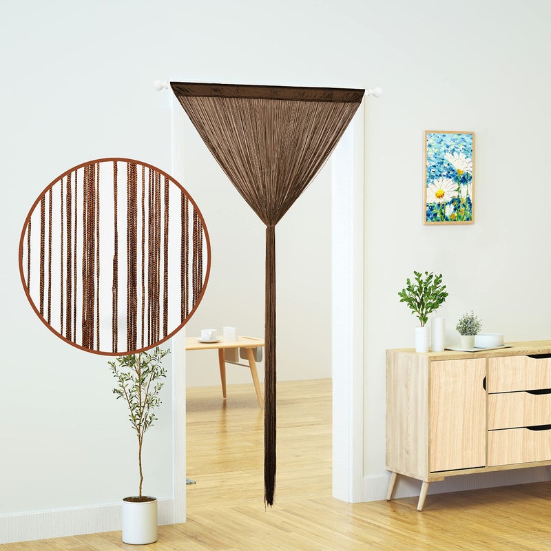 YaoYue Doorway String Curtain Door Curtains Boho Hippie Hanging Patio Tassels Screen Room Decor Bedroom Wall Window Closet Kitchen Living Room Fringe Divider Panel Laundry Room(39?110in/100?280cm  Coffee) - Image 3